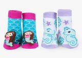 WADDLE Baby Rattle Socks : Mermaid & Seahorse (2 Pack/ 0-12 Mo.) 100728