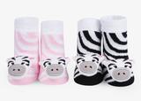 WADDLE Baby Rattle Socks : Zebra (2 Pack/ 0-12 Mo.) 100726