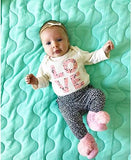 WADDLE Baby Pom Pom Rattle Socks : Light Pink & Teal (2 Pack/ 0-12 Mo.) 100570