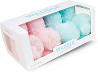 WADDLE Baby Pom Pom Rattle Socks : Light Pink & Teal (2 Pack/ 0-12 Mo.) 100570