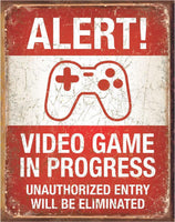 Desperate Enterprises Tin Sign - Video Game in Progress - 32 x 41 cm