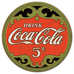 Desperate Enterprises Tin Sign - Coca-Cola 5 Cents Round - Round 30 cm Diameter