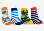 WADDLE Baby Socks : Camo & Stripes (4 Pack/ 0-12 Mo.) 100691