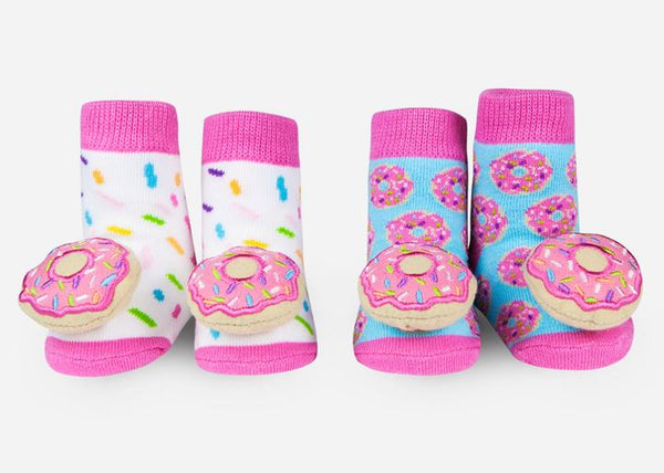 WADDLE Baby Rattle Socks : Donut (2 Pack/ 0-12 Mo.) 100620