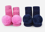 WADDLE Baby Pom Pom Rattle Socks : Rose & Navy (2 Pack/ 0-12 Mo.) 100700