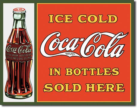 Desperate Enterprises Tin Sign - COKE Sold Here in Bottles - 41 x 32 cm