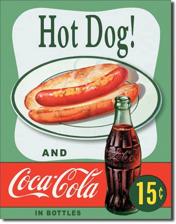 Desperate Enterprises Tin Sign - COKE Hot Dog - 32 x 41 cm