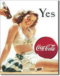 Desperate Enterprises Tin Sign - COKE Yes Girl - 32 x 41 cm