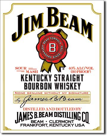 Desperate Enterprises Tin Sign - Jim Beam White Label - 32 x 41 cm