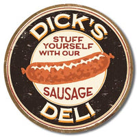 Desperate Enterprises Tin Sign - Moore - Dick's Sausage - Round 30 cm Diameter