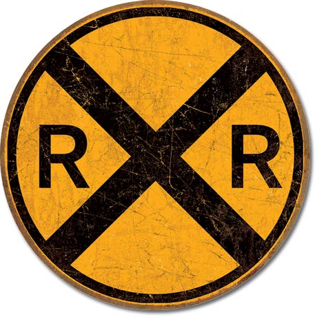 Desperate Enterprises Tin Sign - Railroad Crossing - Round 30 cm Diameter