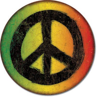 Desperate Enterprises Tin Sign - Rasta Peace Sign - Round 30 cm Diameter