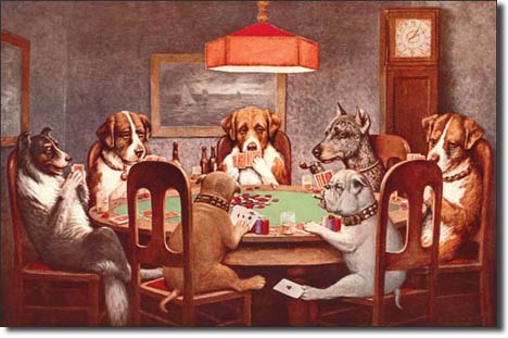 Desperate Enterprises Tin Sign - 7 Dogs Playing Poker - 41 x 32 cm